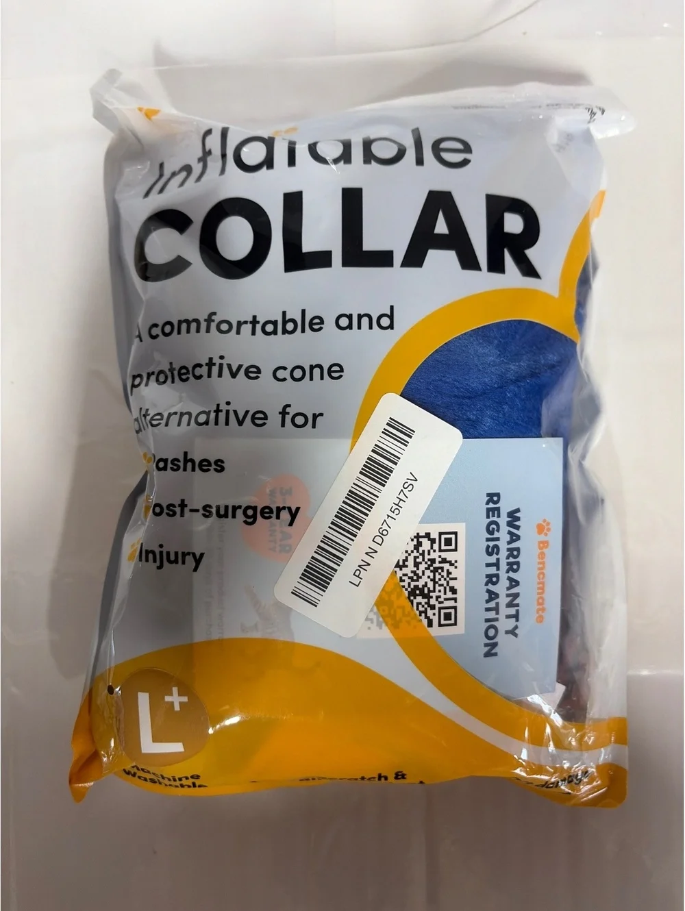 Bencmate Inflatable Protective Collar for Cats and Dogs, Size L+